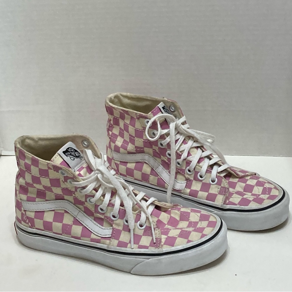Vans Pink and White Checkered Sneakers